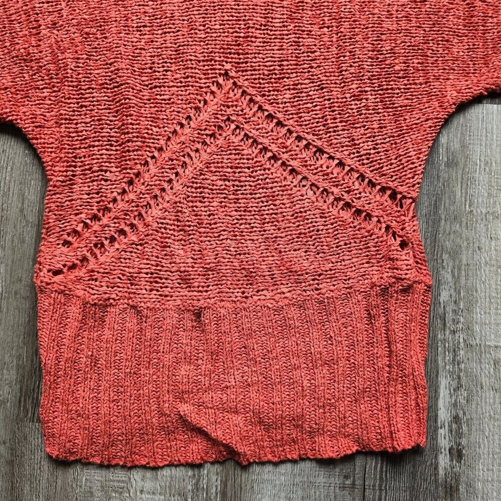 Valerie Bertinelli Sweater Womens Small Coral Stretch Kimono Sleeve Crochet Boho - Picture 13 of 16